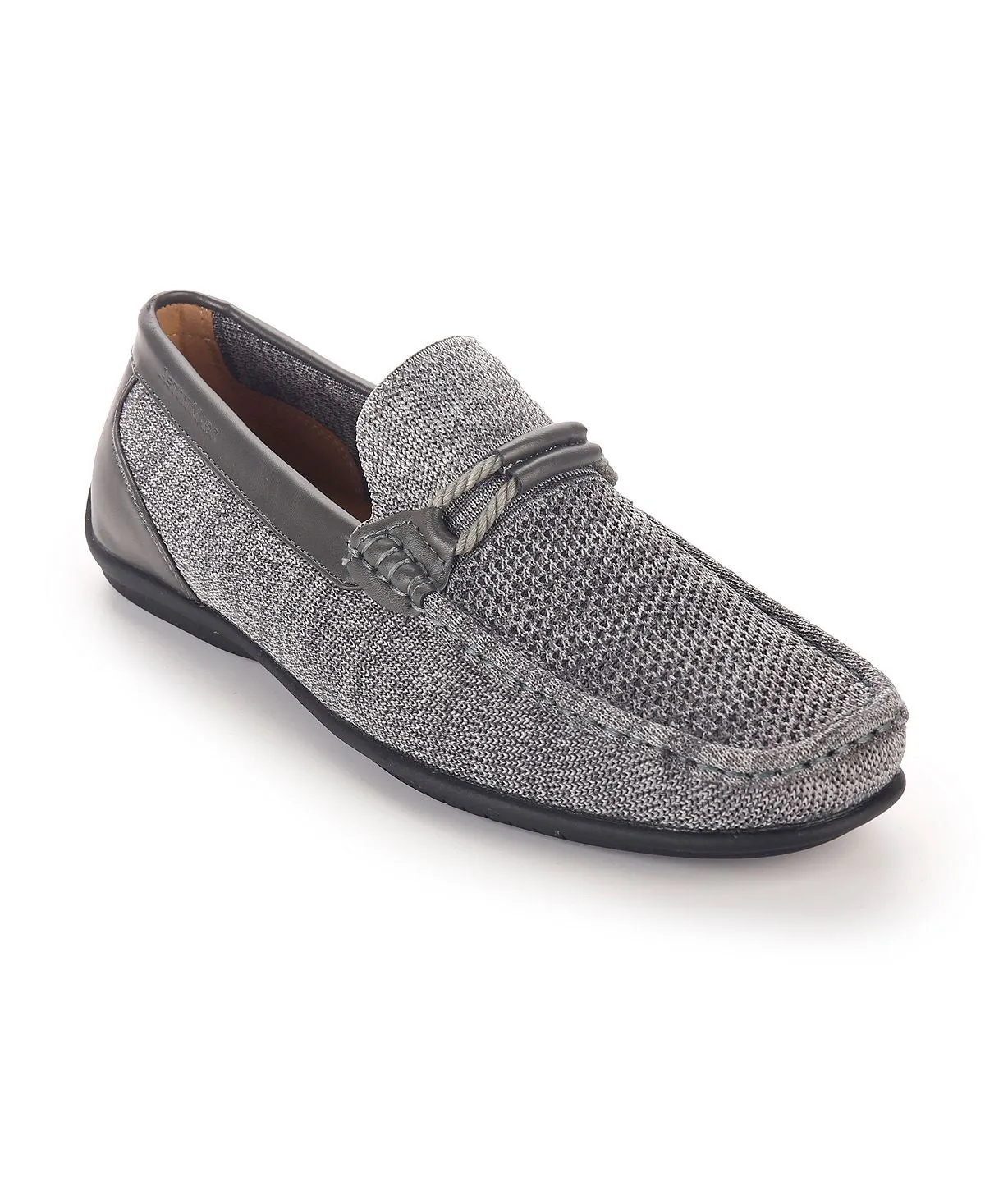 Aston Marc Men's Knit Lace-up Strap Loafers, Gray