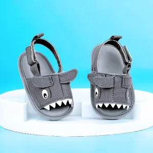 Baby Moo 3D Shark Doo Doo Doo Velcro Straps Anti-Skid Sandals - Grey