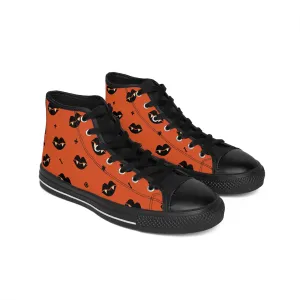 Black Lips Orange Background Women's Classic Sneakers