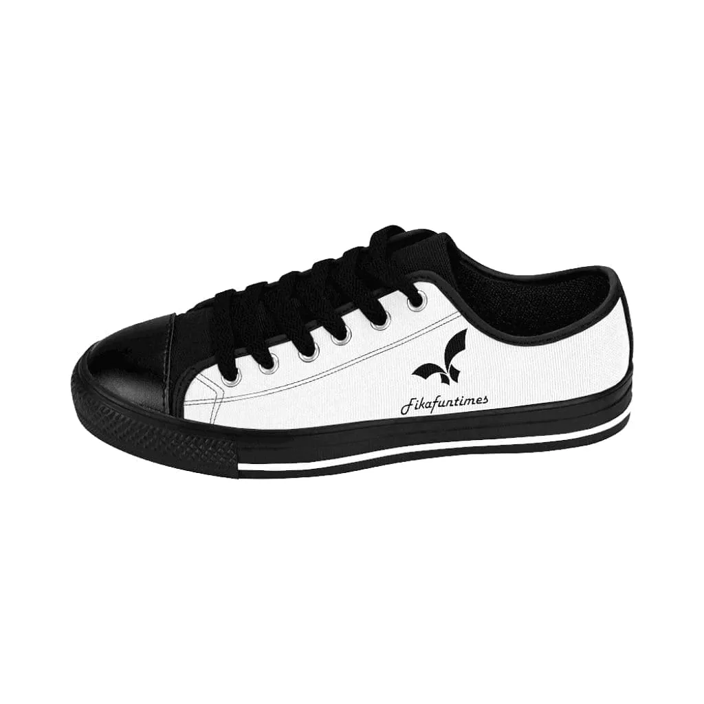 Breathable Lace-Up White & Black Canvas Fikafuntimes Skate Shoes