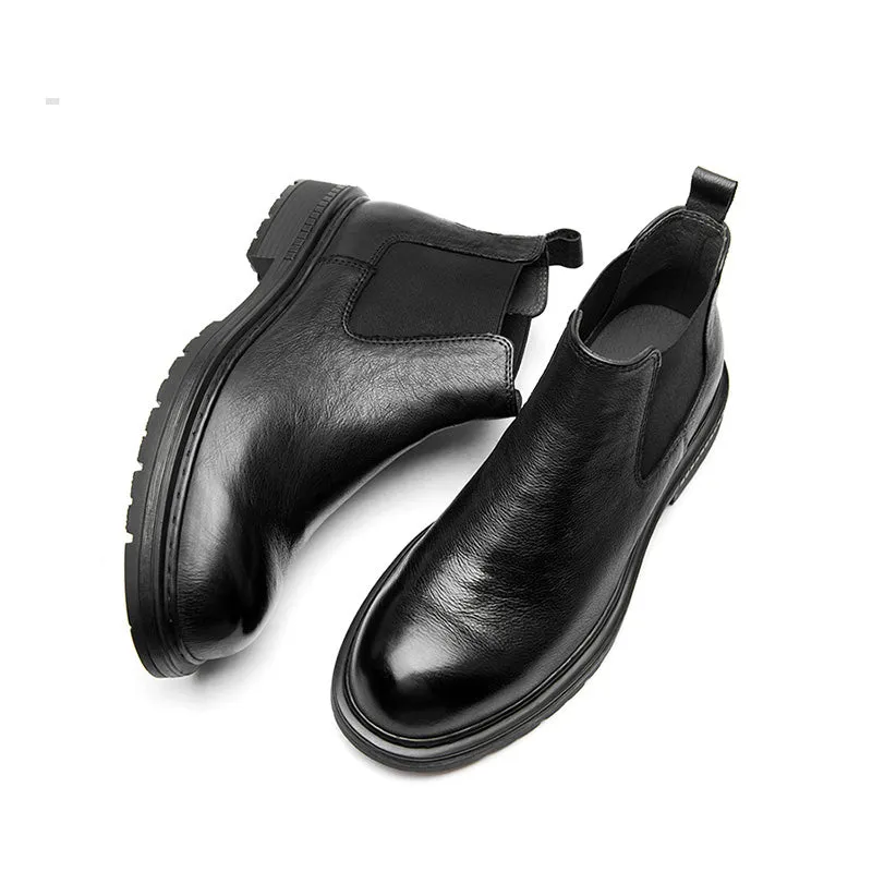 ChicLeather Leisure Slip-On Ankle Boots