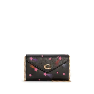 Coach Women's Black Multi Tammie Clutch Crossbody With Disco Star Print