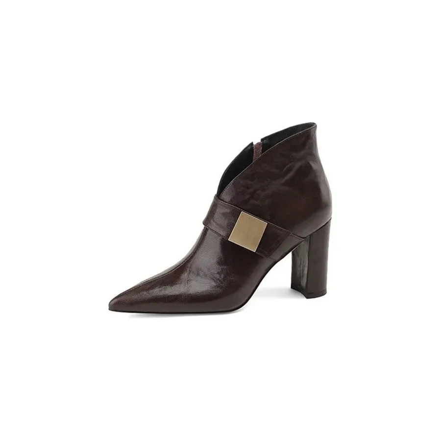 CowLuxe Metal Accent Ankle Booties