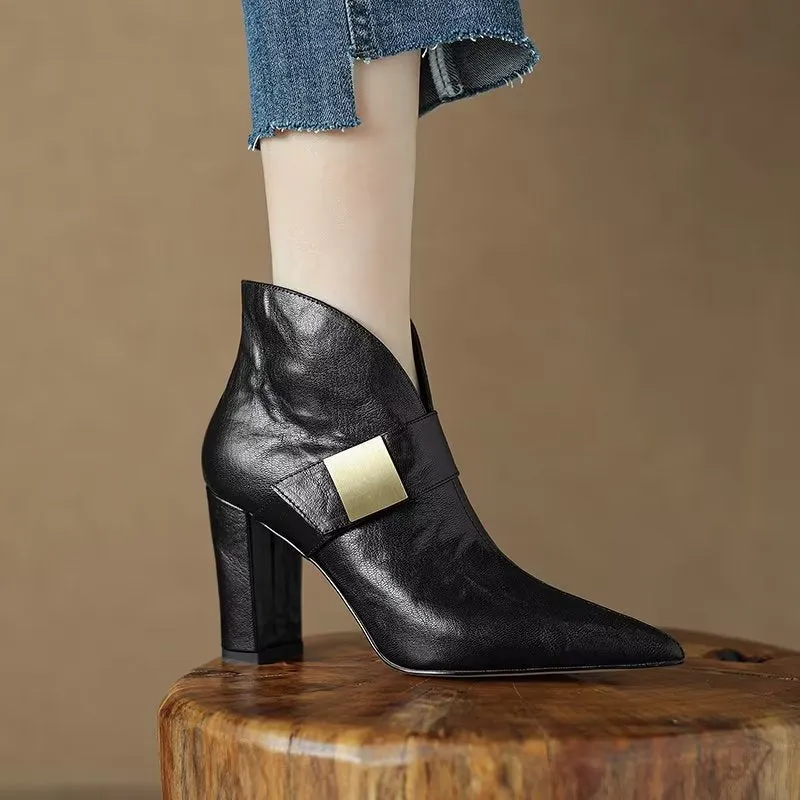 CowLuxe Metal Accent Ankle Booties