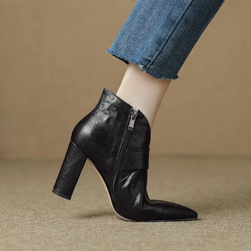 CowLuxe Metal Accent Ankle Booties