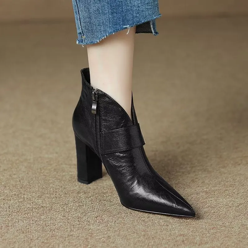 CowLuxe Metal Accent Ankle Booties