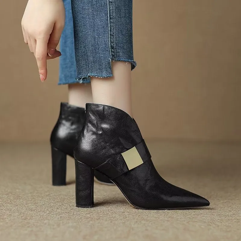 CowLuxe Metal Accent Ankle Booties