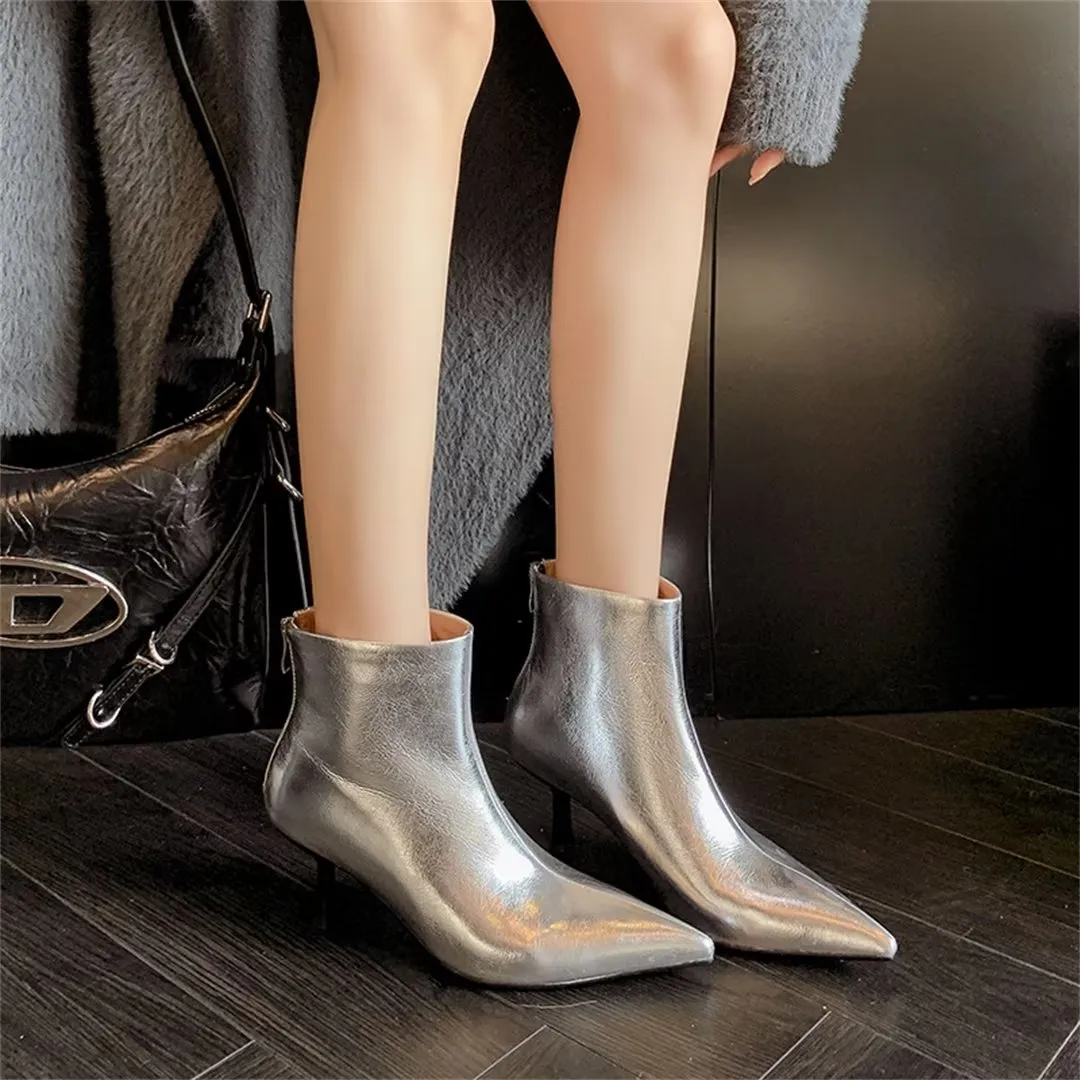 ElegantLeather Chic Pointed Toe Thin Heel Boots