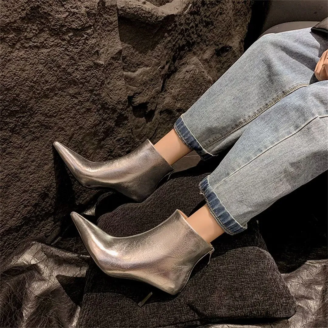 ElegantLeather Chic Pointed Toe Thin Heel Boots