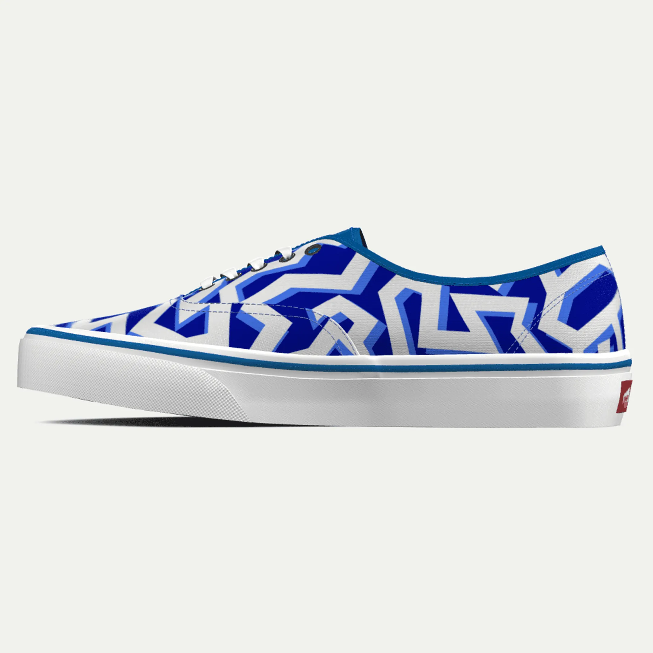 Funky Yeti x Vans Customs Authentic Shoes - Blue Geo Stripes