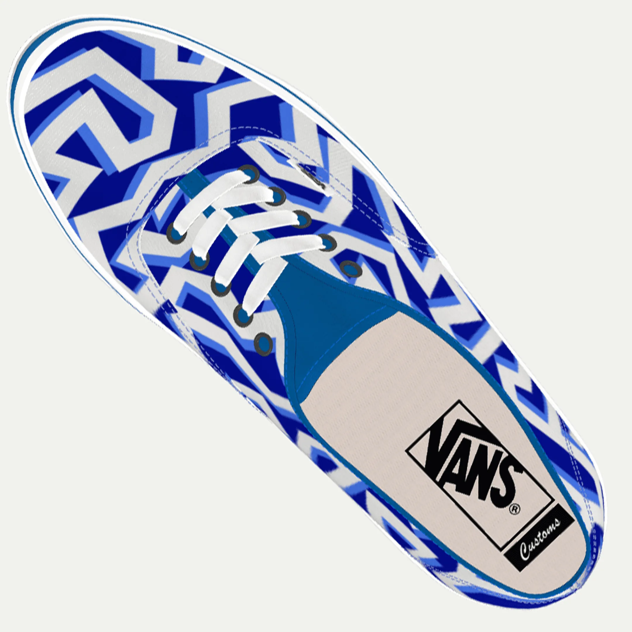 Funky Yeti x Vans Customs Authentic Shoes - Blue Geo Stripes