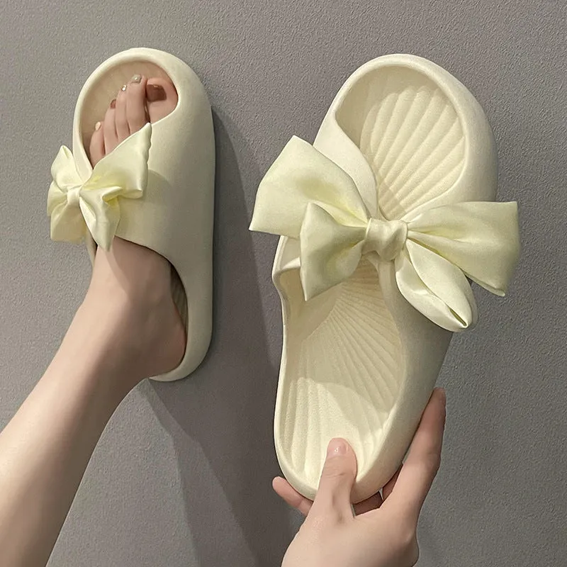 Internet celebrity bow girl heart slippers for women to wear style foreign trade soft-soled home non-slip summer sandals