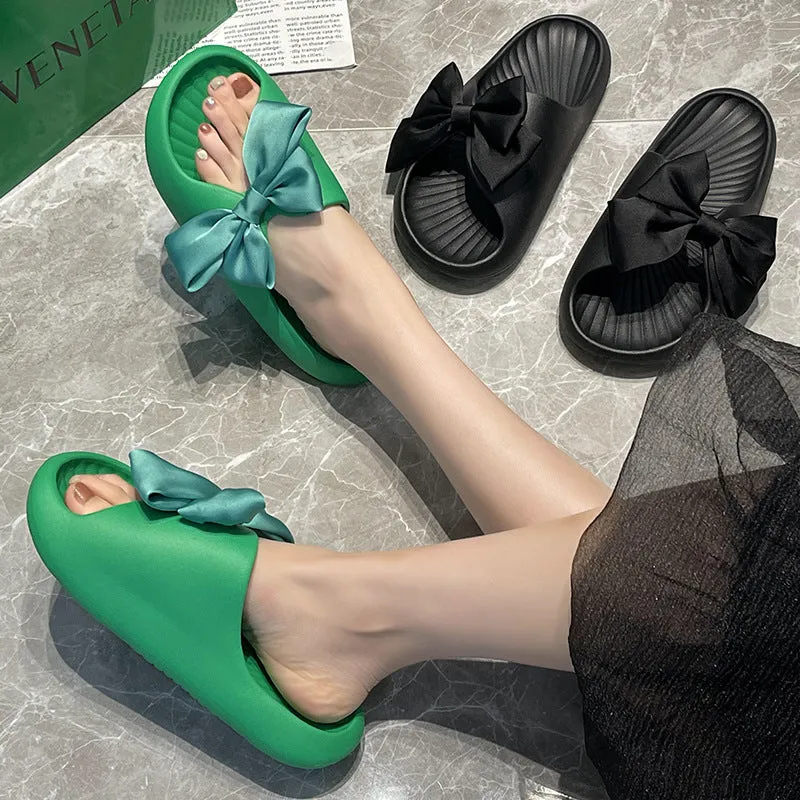 Internet celebrity bow girl heart slippers for women to wear style foreign trade soft-soled home non-slip summer sandals