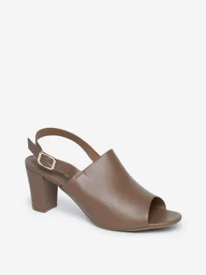 LUNA BLU Taupe Peep-Toe Block Heel Sandals