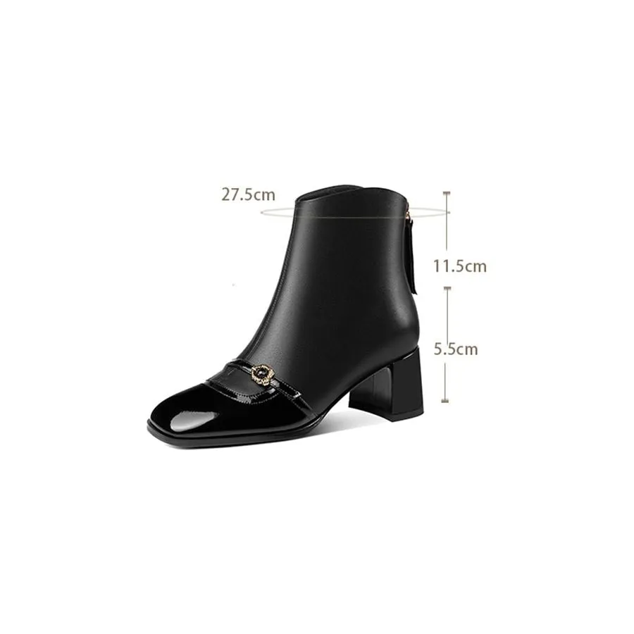 LuxeSquare Exotic Zipper Middle Heel Boots