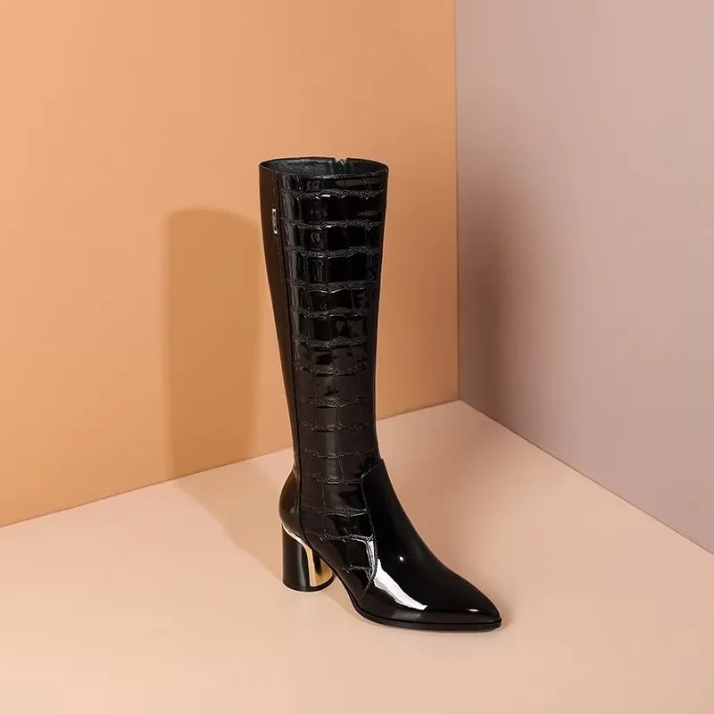 Luxury Exotica Knee-High Heeled Boots