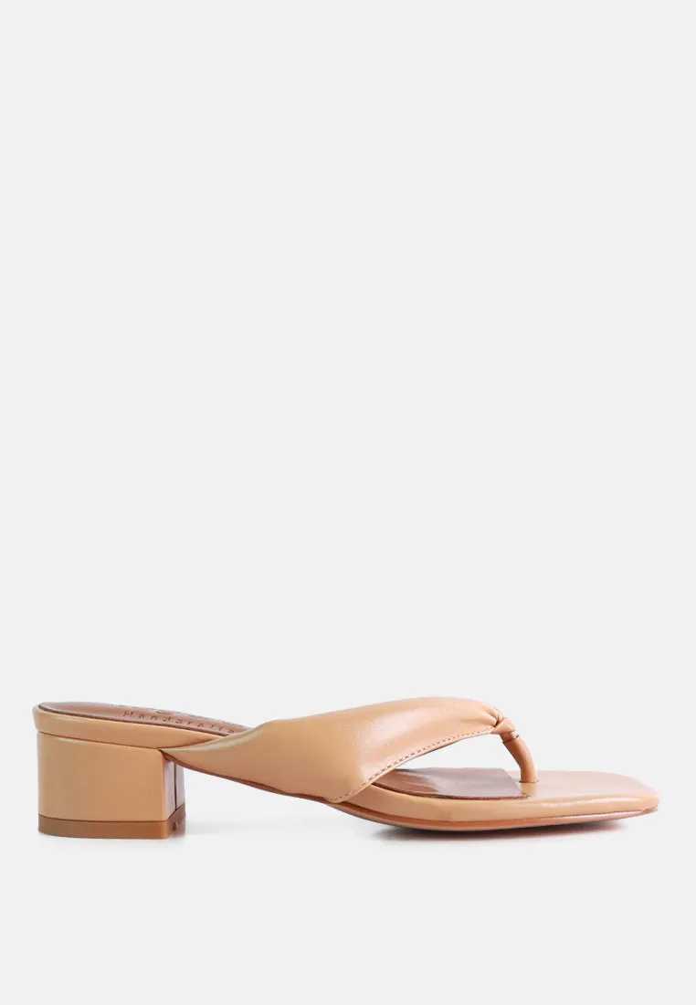 MEMESTAR Latte Low Heel Thong Sandals