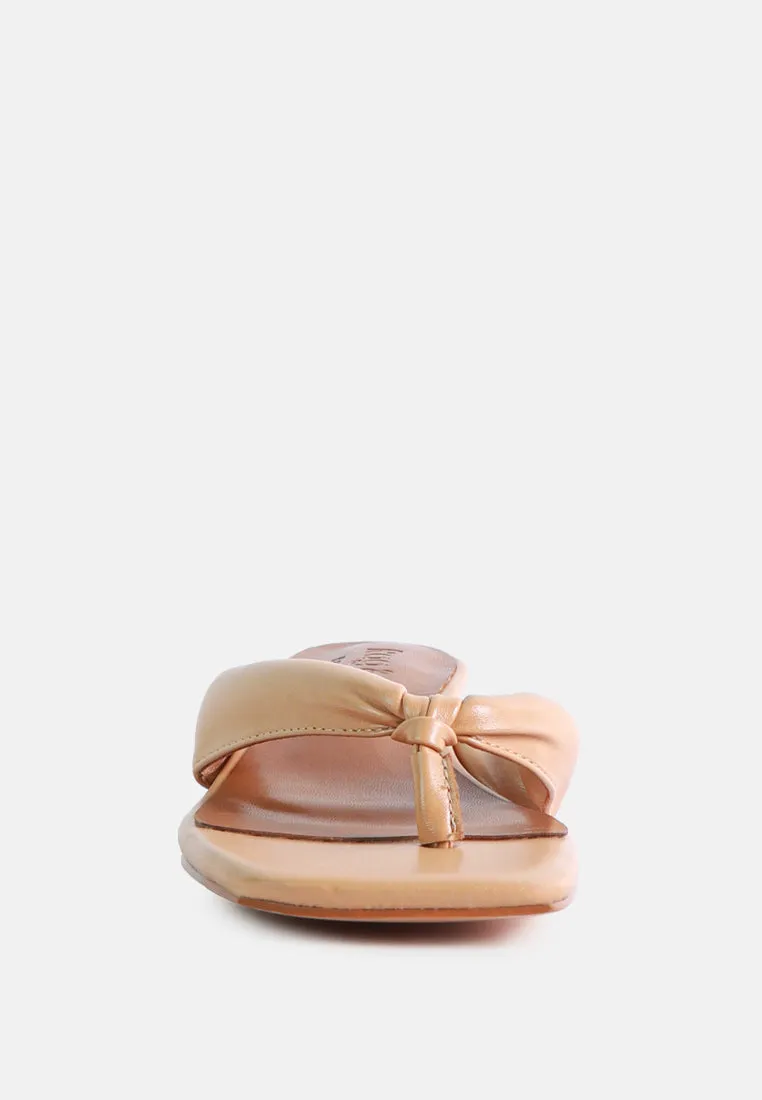 MEMESTAR Latte Low Heel Thong Sandals