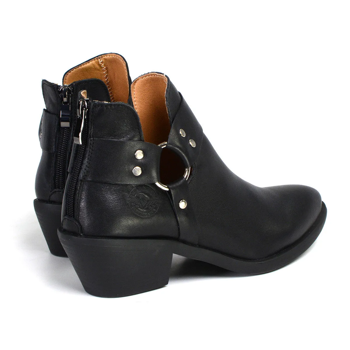 Milwaukee Performance Leather MBL9443 Women's 'Sleek' Black Leather Harness Ring Shoe