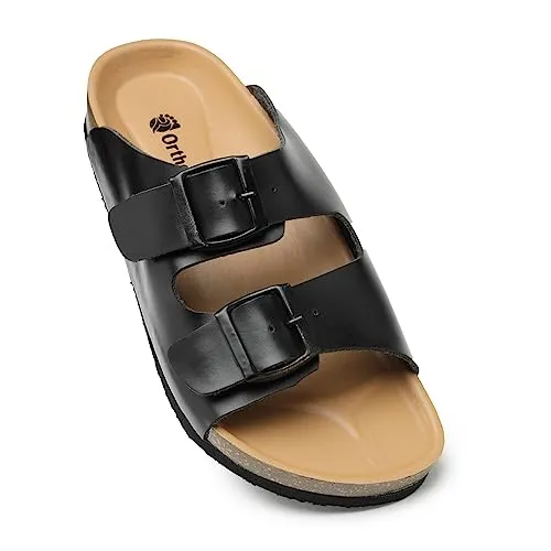 Ortho   Rest Men's Fashionable Cork Sandals | Light weight, Comfortable & Trendy |Adjustable Buckle Straps Casual All Day Wear