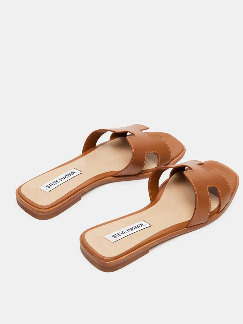 Steve Madden Hadyn Flat Sandal - Cognac Leather