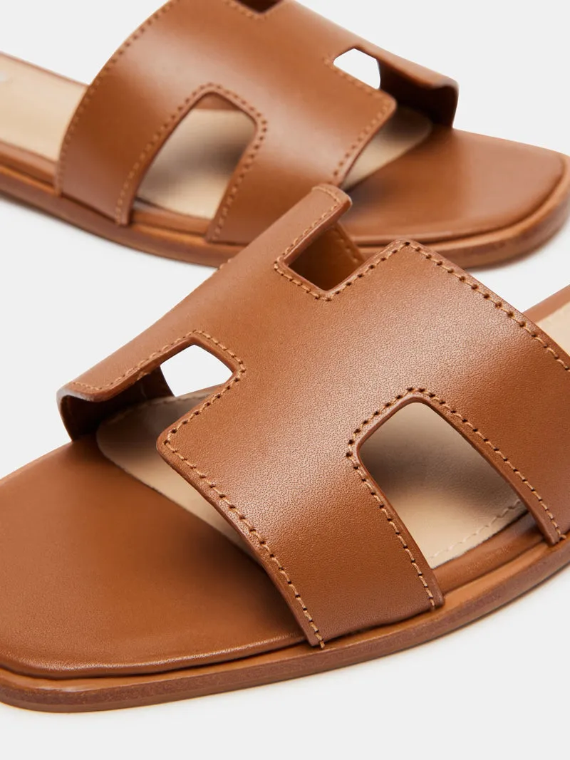 Steve Madden Hadyn Flat Sandal - Cognac Leather