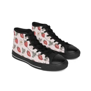 Strawberry and Flower Women's Classic Sneakers