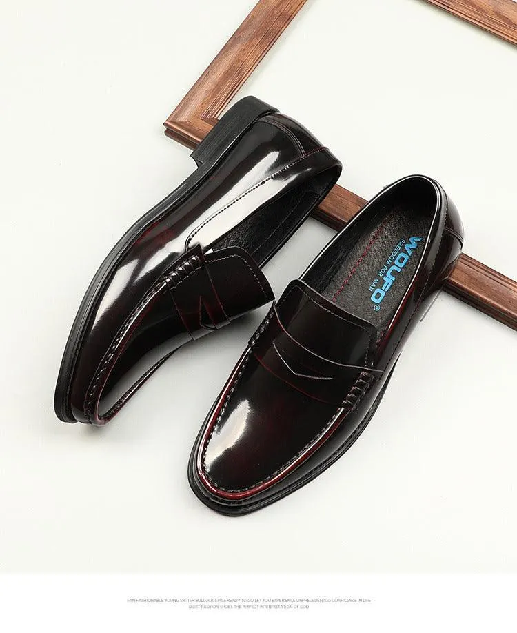 Stylish Korean Style Patent Leather Loafers with One-foot Design