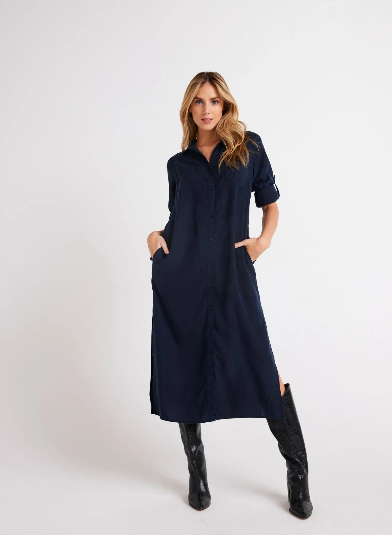 Western Yoke Duster Dress - Endless Sea